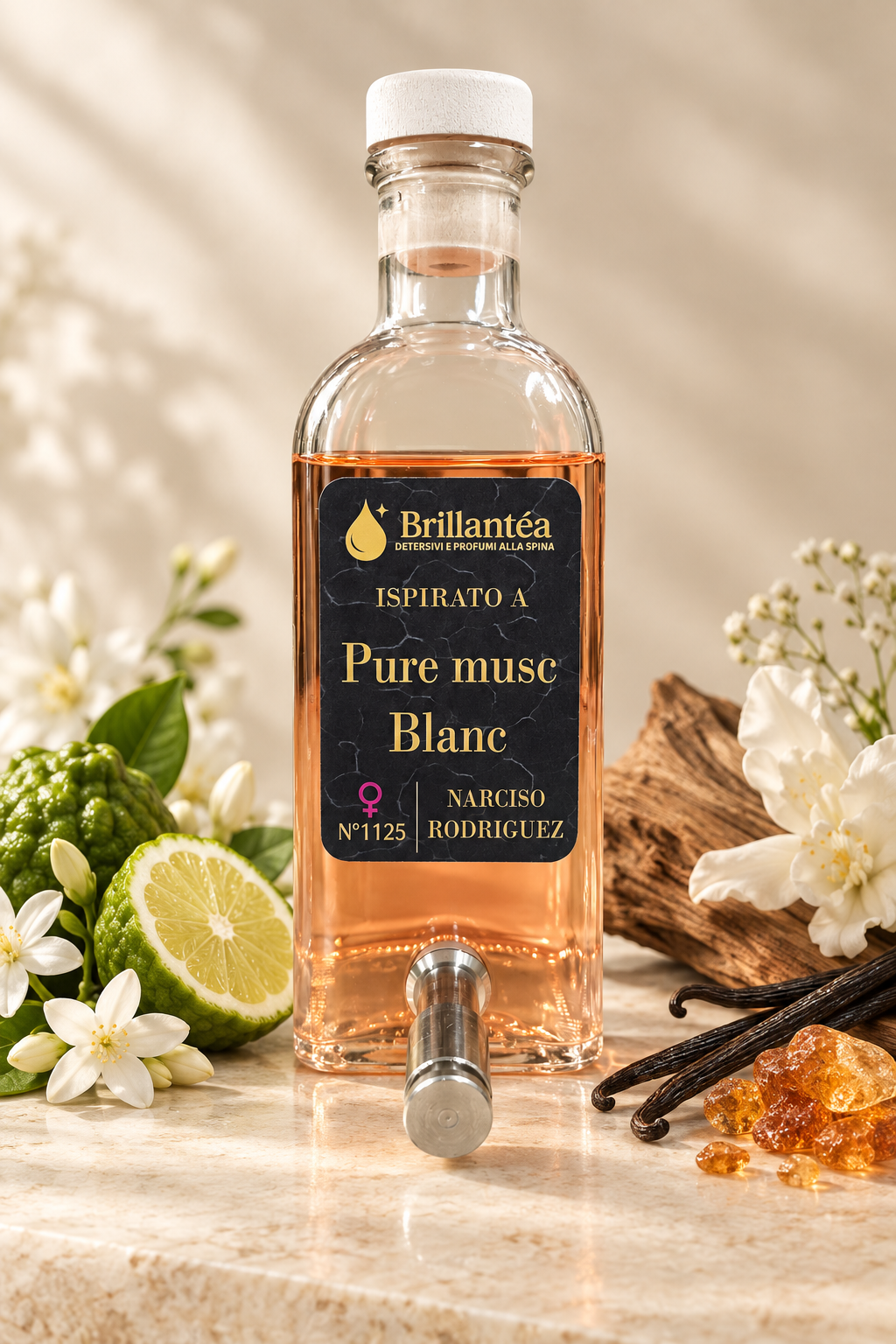 Flacone Pure musc Blanc con note floreali, muschiate e legnose